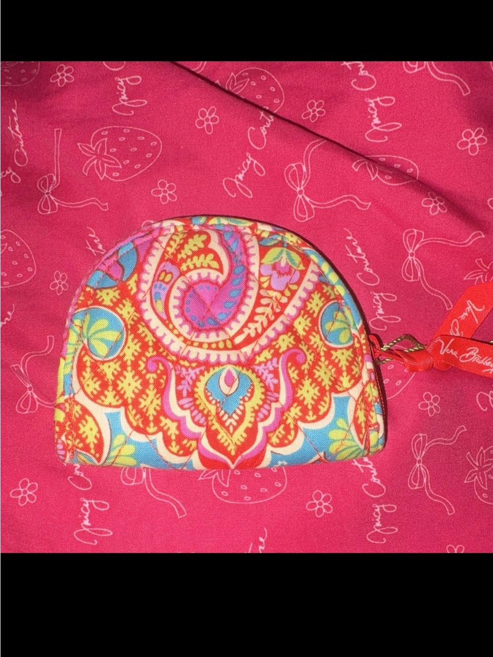 Vera Bradley Multicolor Tropical Leaf Quilted Coin Pouch - Picture 2 of 3